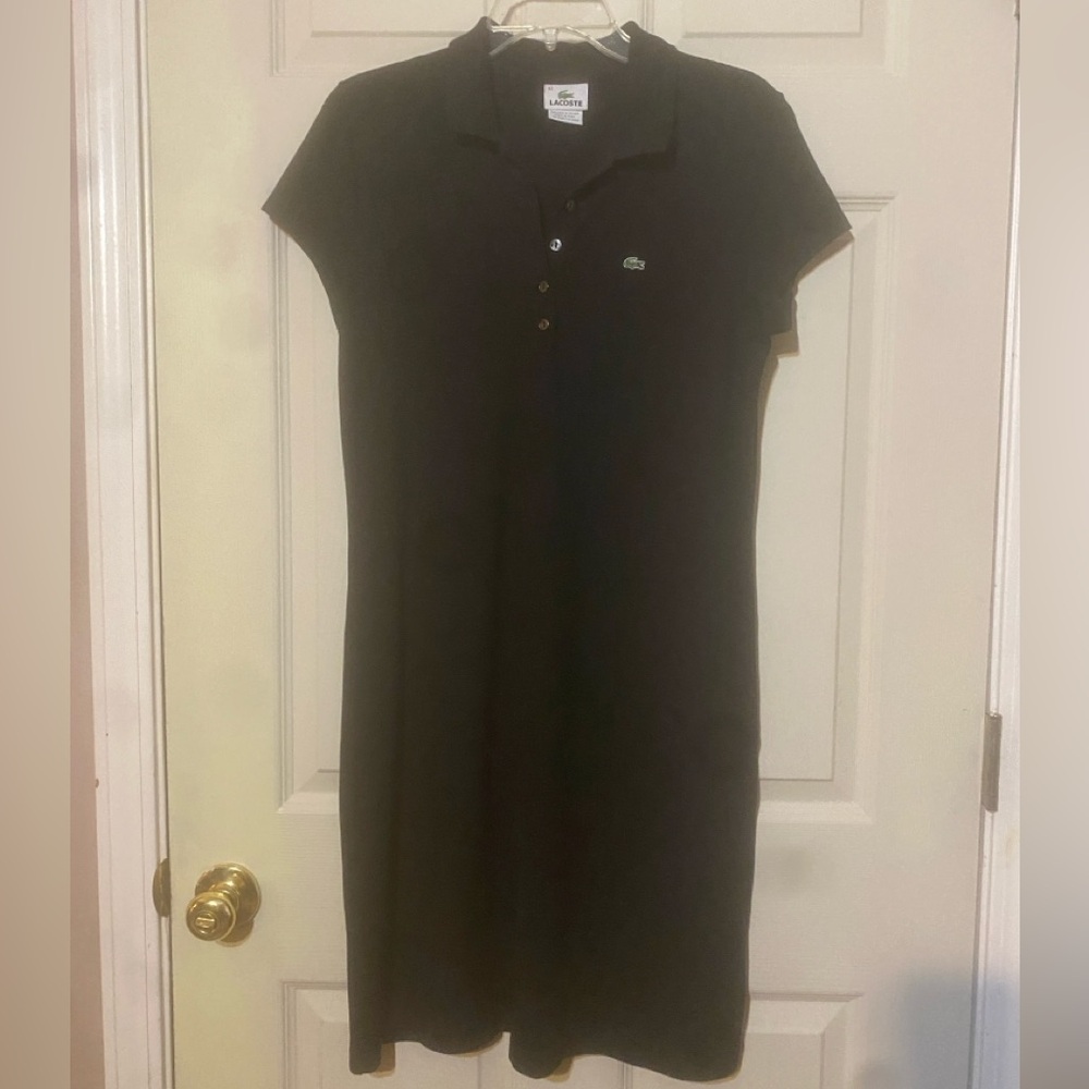 Lacoste Sporty Black Dress with Green Crocodile Logo